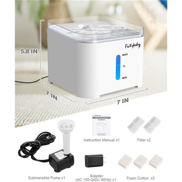 Cat Drinking Water Fountain, LED Automatic Pet Water Dispenser with Water Level - Picture 5 of 7